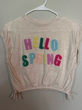 5 for $20! Hello Spring Cropped Kids Tee - Multicolor